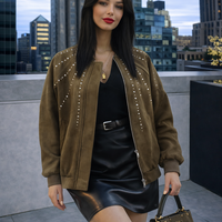 Bomber Chic  Green – яке/бомбър от набук с кабзи