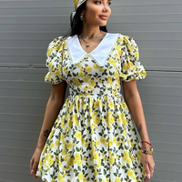 Рокля с яка и къс ръкав “Sun & Blossom” yellow
