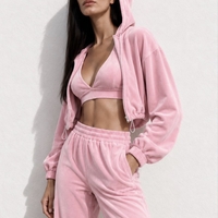 “ Velvet Glow Set “ pink - Велурен спортен екип 3 части