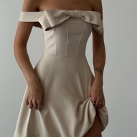 Eleganza – Елегантна рокля с панделка Ekru