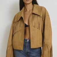 “ Western Chic” camel - Велурено яке с ресни