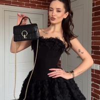 “ Angel Rosé Bloom Corset” Dress - Черна рокля