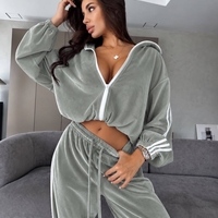 “ Velour contrast Set “ green – спортен екип от мек велур