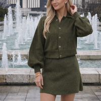 Winter Muse green – плетен комплект жилетка и пола