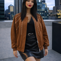 Bomber Chic Brown - яке/бомбър от набук с кабзи