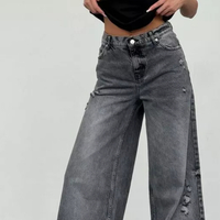 Дънки “Urban Edge” dark с висока талия и накъсани крачоли