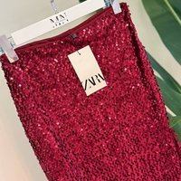 “Glam Shine Maxi Skirt”  red – Елегантна пайетена пола