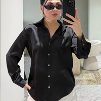 Midnight Satin Shirt Black - сатенена риза