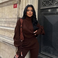 Mocha Cozy Elegance Set - плетен комплект с пуловер и панталон