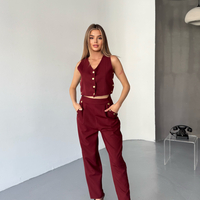 Capri Chic Bordo - Комплект топ/елек и панталон с капси