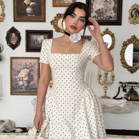 “Polka Grace” white - Рокля с връзки на гърба