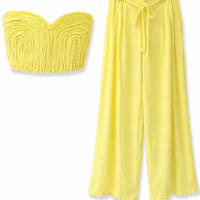 “ Limoncello” yellow – Комплект с плетен бюстие и широк панталон