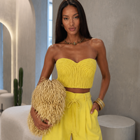 “ Limoncello” yellow – Комплект с плетен бюстие и широк панталон