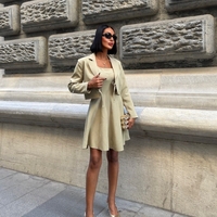 Дамски костюм „Elegant Charm“ – къса рокля и сако с връзки