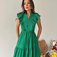 Дълга рокля с английска бродерия Green