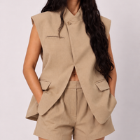 “ Elegance “ taupe  – Ленен елек с асиметрична кройка