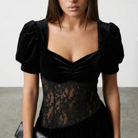 Velvet Lace  Мини черна рокля