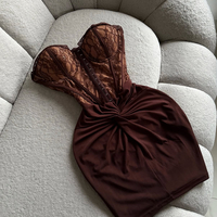 “ Lace Corset Mini Dress “ brown