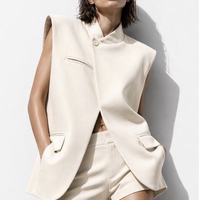 “ Elegance “ beige  – Ленен елек с асиметрична кройка
