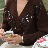 Cocoa Shine – Кафява жилетка с камъни