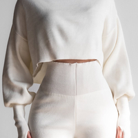 Cozy Elegance Set Ekru - плетен комплект с пуловер и панталон