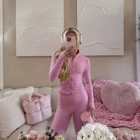 Спортен сет „ActiveFit“ Pink – комплект от клин и блуза с цип