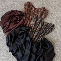 “  Corset Lace Bubble Dress” brown  - Рокля