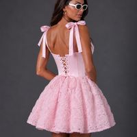 “Blanche” pink – 3D Floral Corset Dress