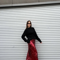 “Glam Shine Maxi Skirt”  red – Елегантна пайетена пола
