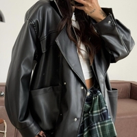 “URBAN EDGE “black – широко издължено кожено яке