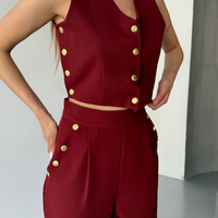 Capri Chic Bordo - Комплект топ/елек и панталон с капси