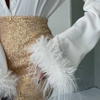 “Satin Shine” white – риза с пера и блестяща мини пола