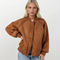 Bomber Chic Brown - яке/бомбър от набук с кабзи