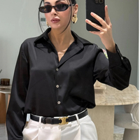 Midnight Satin Shirt Black - сатенена риза