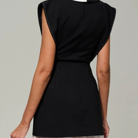 Pleated -  Elegance Dress - Черно-бяла елегантна рокля с плисирана пола