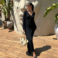 Oceana Backless – дълга плажна рокля с дълъг ръкав black