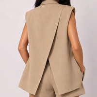 “ Elegance “ taupe  – Ленен елек с асиметрична кройка