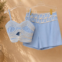 “ Summer Glow” blue – топ и къси панталони