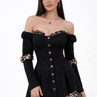 Ibiza Black - Елегантна рокля с леопардови акценти