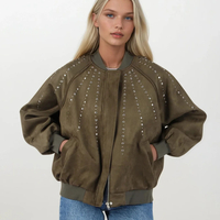 Bomber Chic  Green – яке/бомбър от набук с кабзи