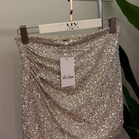 Къса блестяща пола Glam Beige