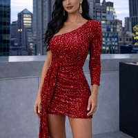 Къса червена рокли в пайети