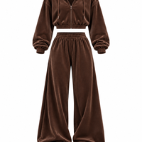 “ Velvet Glow Set “ brown - Велурен спортен екип 3 части