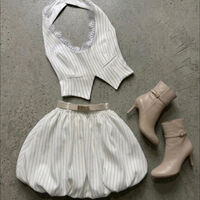 “Luxe Pinstripe Vest & Skort” white - комплект