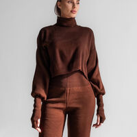 Mocha Cozy Elegance Set - плетен комплект с пуловер и панталон