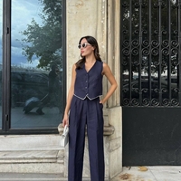 City Edge Set  blue - Къс елек и панталон с висока талия