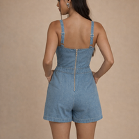 Къс дънков гащеризон тип бюстие