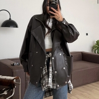 “URBAN EDGE “Mocha– широко издължено кожено яке