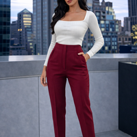 Панталон с висока талия в бордо – Елегантност и комфорт за всяка визия