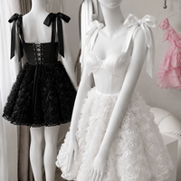 “ Blanche” black – 3D Floral Corset Dress - рокля